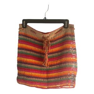 Anna Kosturova Handmade Crochet Skirt | Multicolor Striped | Size M